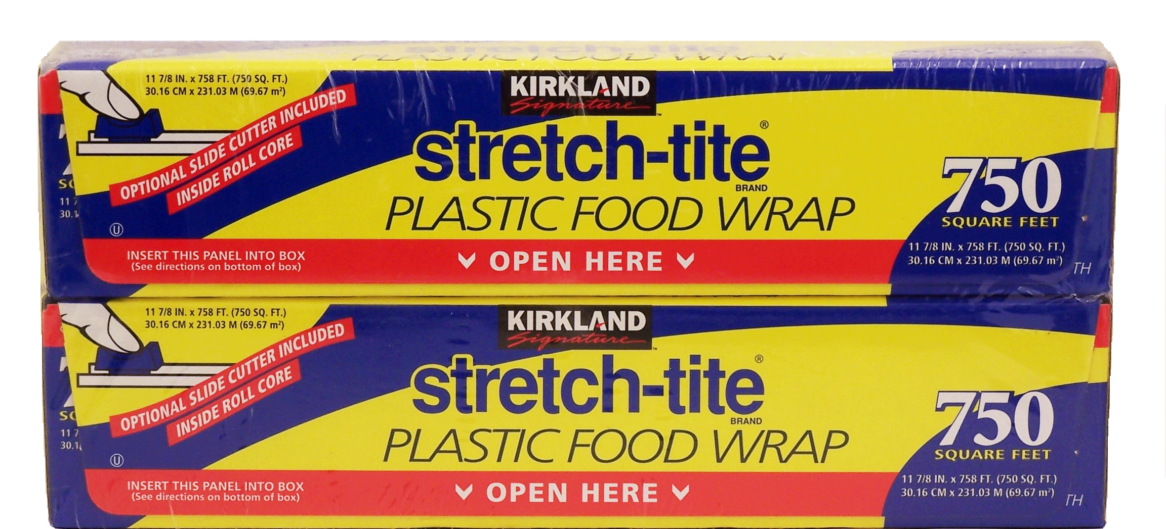 Kirkland Signature stretch-tite plastic food wrap, optional slide cutter included, 11 7/8-in wide Full-Size Picture